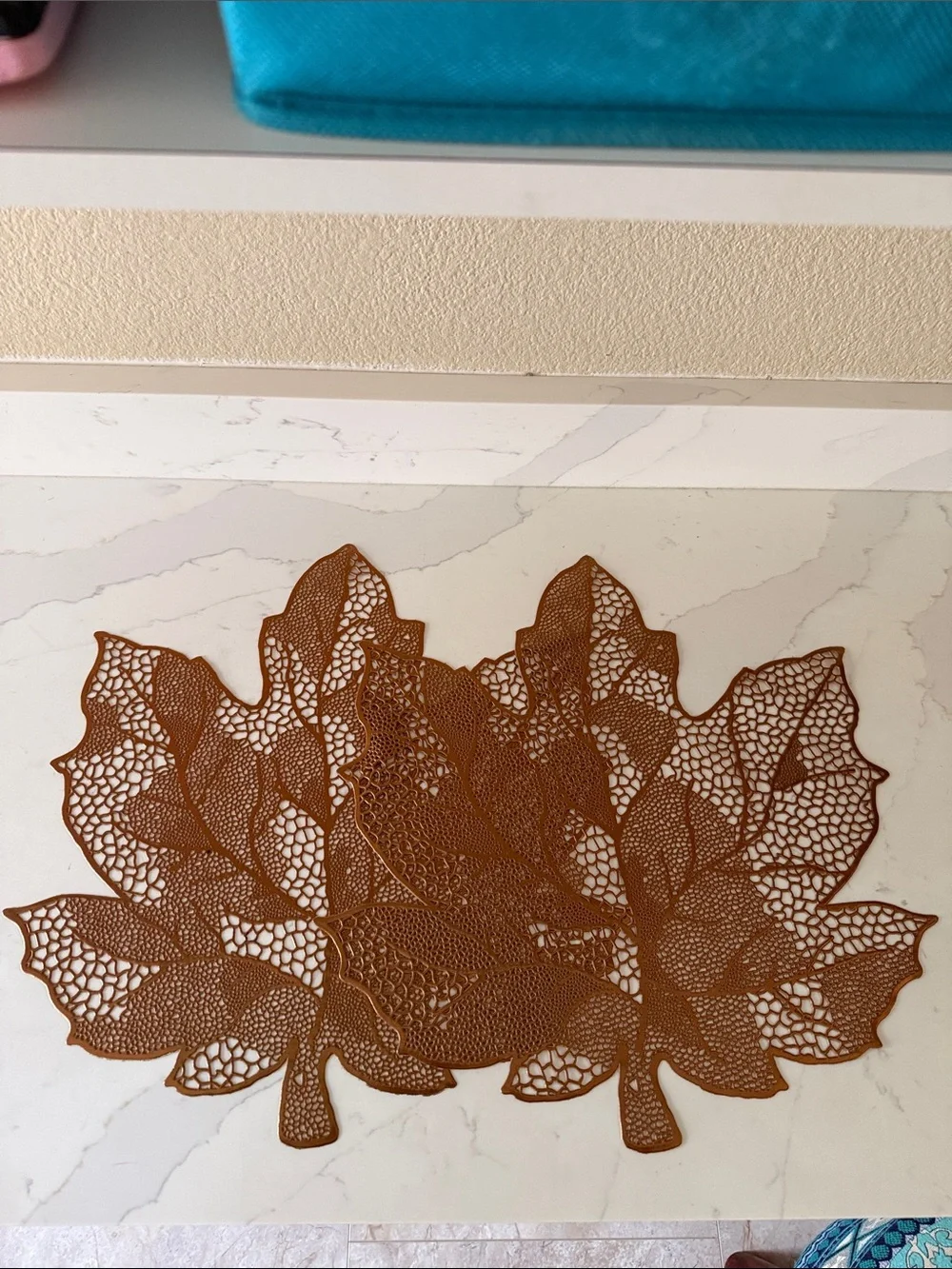 Autumn Leaf Placemats Set of 4 Bronzey Gold Color